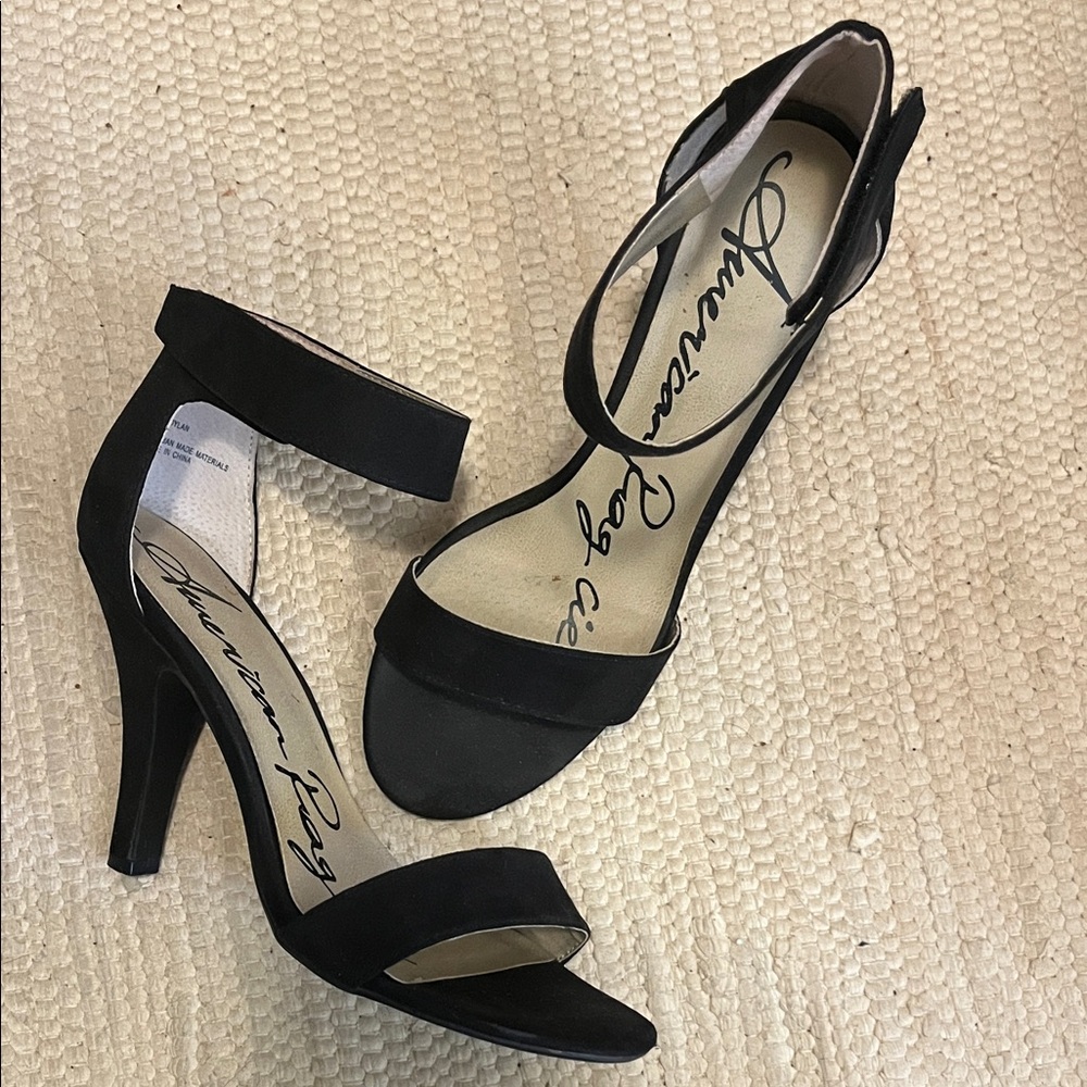 American Rag Black Strappy Open-Toe Heels